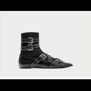 Zara Buckled Flat Sock Ankle Bootee